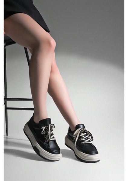 Kadın Sneaker Kalın Taban Spor Ayakkabı Rova Siyah