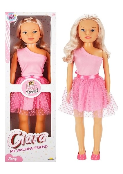 Clara Yürüyüş Arkadaşım Pembe Parti Elbiseli Bebek - 80 cm