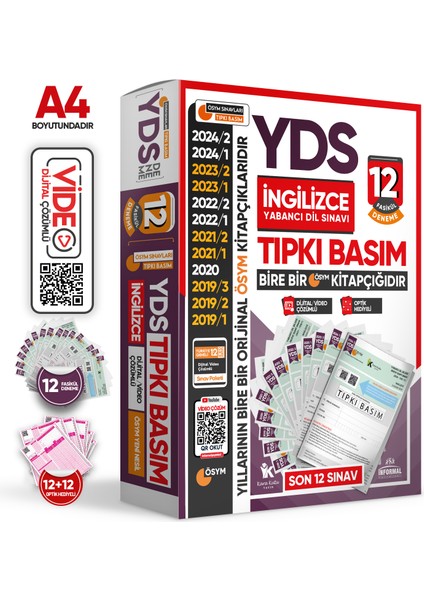 2025 YDS İngilizce ÖSYM Tıpkı Basım Çıkmış Soru 12li Deneme Paketi Video/PDF Çözümlü Türkiye Geneli