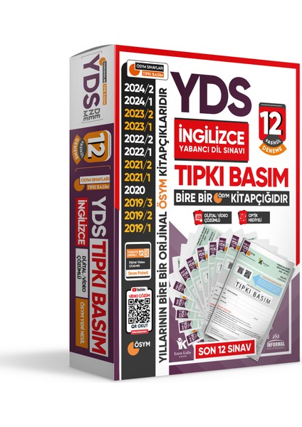 2025 YDS İngilizce ÖSYM Tıpkı Basım Çıkmış Soru 12li Deneme Paketi Video/PDF Çözümlü Türkiye Geneli