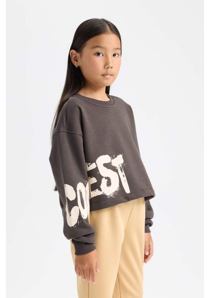 Kız Çocuk Bisiklet Yaka Baskılı Sweatshirt D2882A824WN modelleri