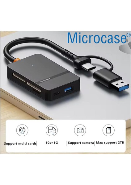 Type C USB 3.0 Çift Kart Okuyucu 8in1 USB Otg Sd/tf - AL4587