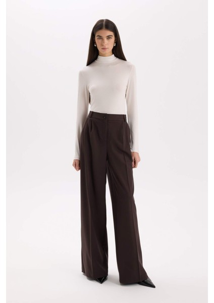 Wide Leg Kışlık Pantolon Geniş Paça Pensli Cepli Yüksek Bel Uzun Boy E2797AX24WN