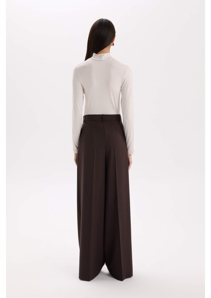 Wide Leg Kışlık Pantolon Geniş Paça Pensli Cepli Yüksek Bel Uzun Boy E2797AX24WN