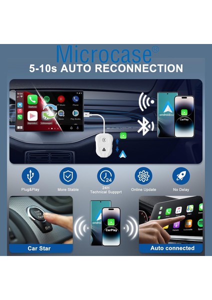 2in1 Type C USB Kablosuz Carplay Oto Medya Oynatıcısı - AL4604 indirimleri