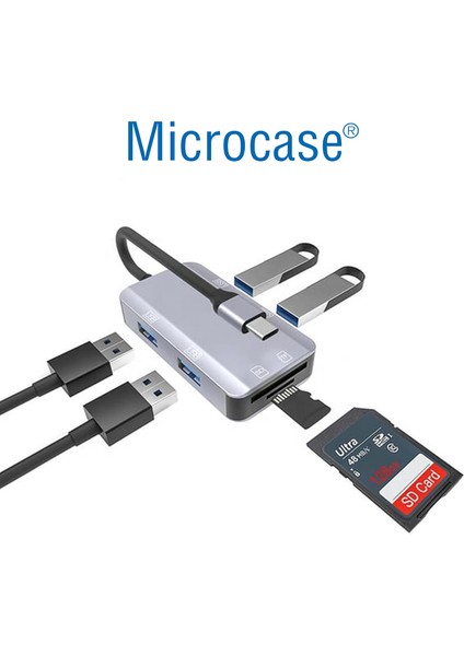 Type C 4xusb 3.0 Kart Okuyucu 6in1 USB Otg Sd/tf - AL4588