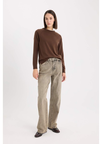 Regular Fit Yumuşak Dokulu Bisiklet Yaka Basic Düz Triko Kazak I6913AZ24WN fiyatları