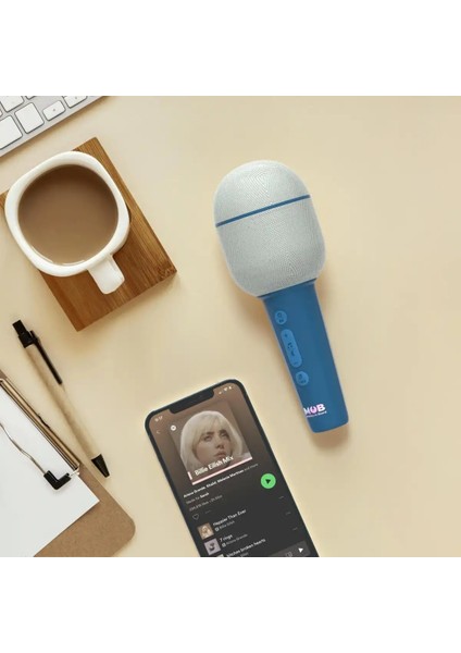5 Farklı Eğlenceli Ses Efektli Karaoke Mikrofon ve Bluetooth Hoparlör - Mavi