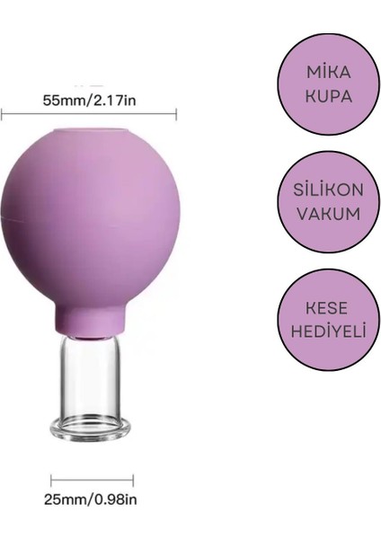 Mika Silikon Vakumlu Yüz ve Boyun Için Masaj Kupası No:2 Mor Renk