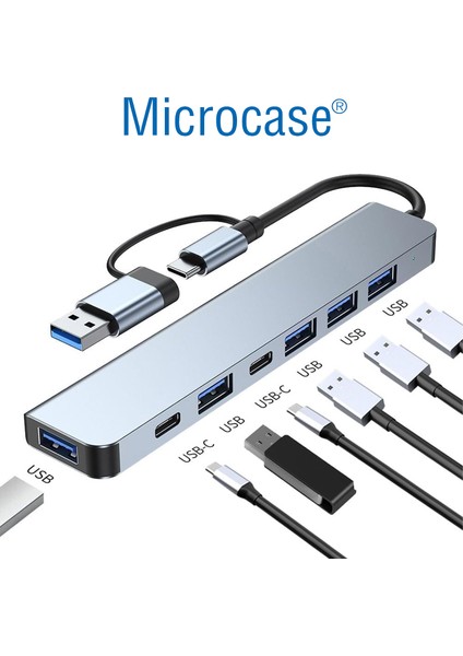 Type C To USB 3.0 7in1 Port Çoğaltıcı Hub Adaptör - AL4615