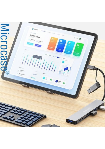 Type C To USB 3.0 7in1 Port Çoğaltıcı Hub Adaptör - AL4615