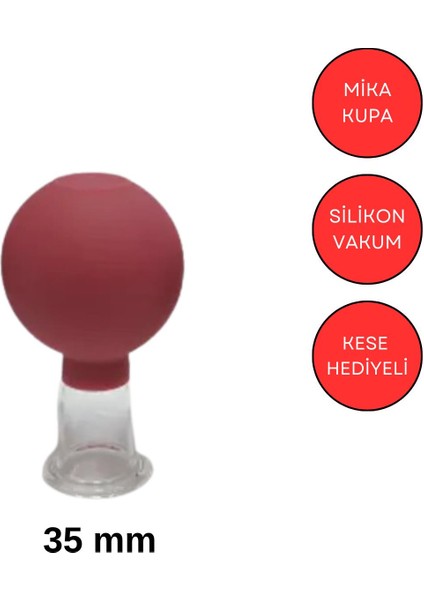 Mika Silikon Vakumlu Yüz ve Boyun Için Masaj Kupası No:3 Kırmızı Renk