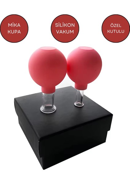 Mika Silikon Vakumlu Yüz Masaj Kupası 2'li Set Kırmızı Renk