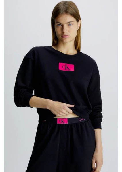 Calvin Klein Kadın Pembe Logolu Sweatshirt