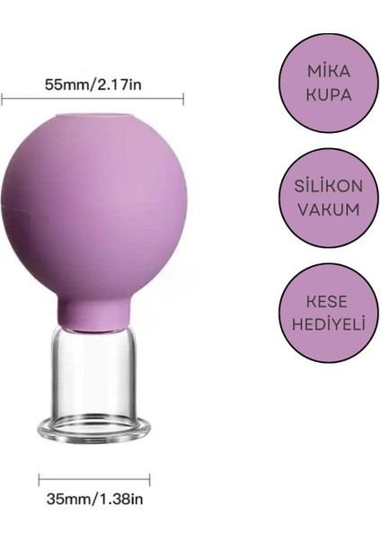 Mika Silikon Vakumlu Yüz ve Boyun Için Masaj Kupası No:3 Mor Renk
