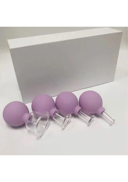 Mika Silikon Vakumlu Yüz Masaj Kupası 4'lü Set Mor Renk modelleri
