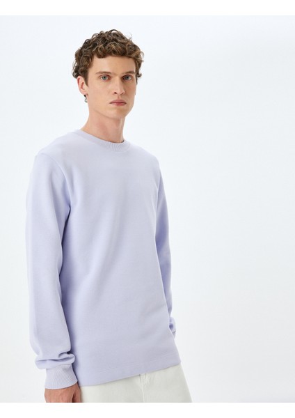 Bisiklet Yaka Pamuklu Basic Sweatshirt