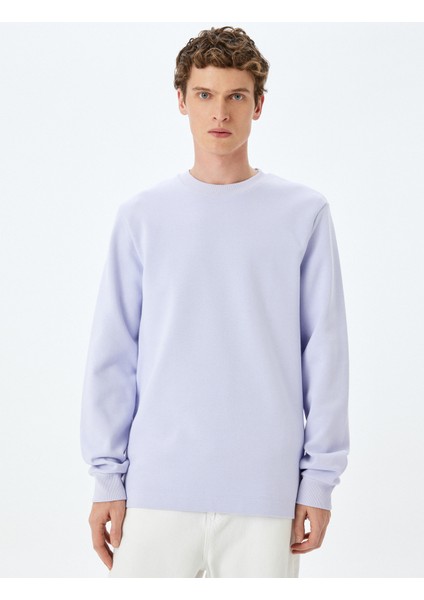 Bisiklet Yaka Pamuklu Basic Sweatshirt