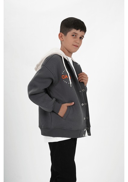 Erkek Çocuk Üç Iplik Baskılı Kapüşonlu Kolej Ceket modelleri