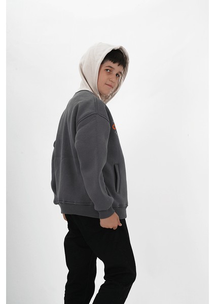 Erkek Çocuk Üç Iplik Baskılı Kapüşonlu Kolej Ceket fırsatları