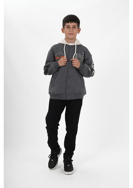 Erkek Çocuk Üç Iplik Baskılı Kapüşonlu Kolej Ceket indirimleri