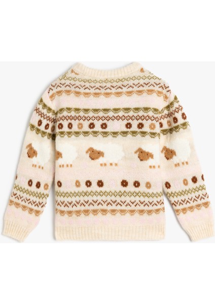 Triko Kazak Kuzu Desenli Bisiklet Yaka Uzun Kollu fiyatları