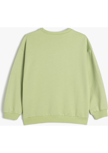 Sweatshirt Anime Baskılı Uzun Kollu Bisiklet Yaka Pamuklu Şardonlu