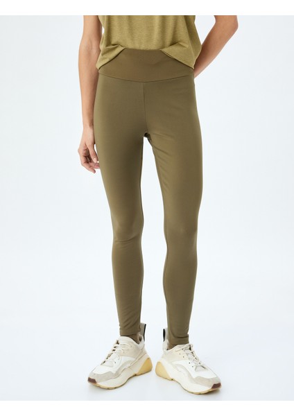 Spor Tayt Basic Yüksek Bel Şardonlu Yumuşak Tuşe Skinny Fit Interlok