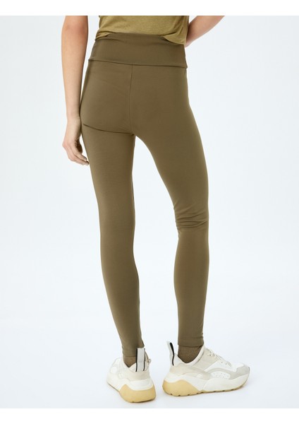 Spor Tayt Basic Yüksek Bel Şardonlu Yumuşak Tuşe Skinny Fit Interlok