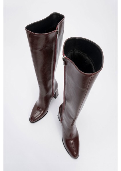 Decer Bordo Cilt Kadın Topuklu Çizme fiyatları