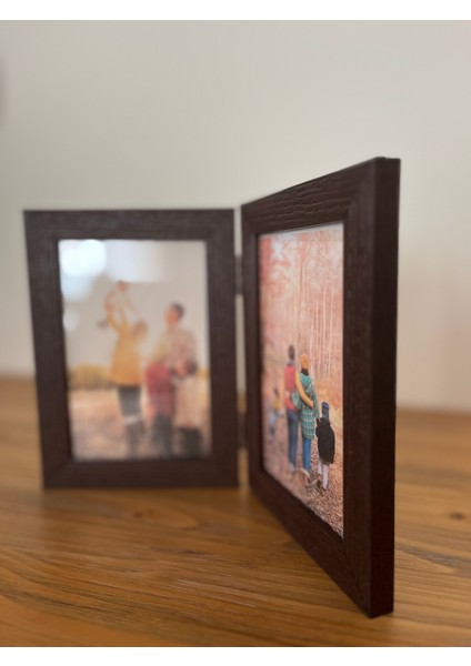 Ikili Fotoğraf Çerçevesi, Menteşeli Fotoğraf Çerçevesi, Resim Çerçevesi, Çoklu Çerçeve, Kahverengi fiyatları