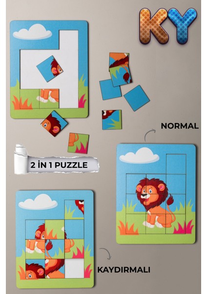 Ahşap Kaydırmalı Puzzle Aslan