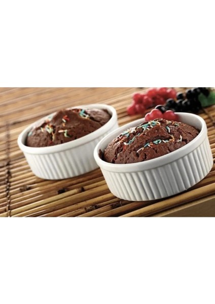 Premium Porcelain 2’li Optiva Rölyefli Sufle Kabı 320 cc 10 cm