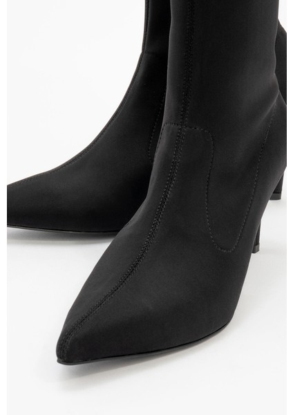 Thalin Siyah Streç Sivri Burun Kadın Ince Topuklu Bot modelleri