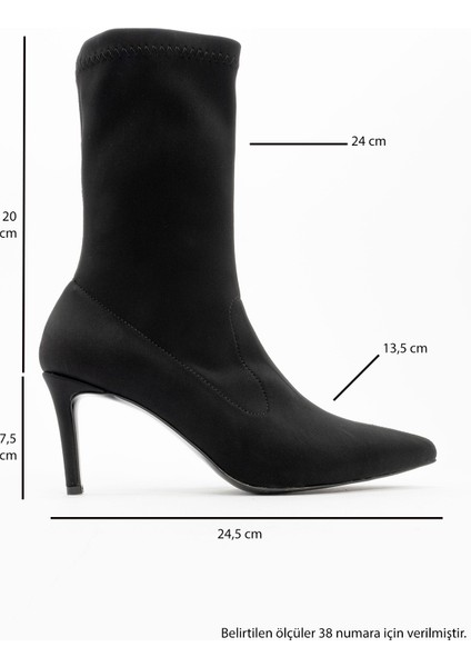 Thalin Siyah Streç Sivri Burun Kadın Ince Topuklu Bot fırsatları