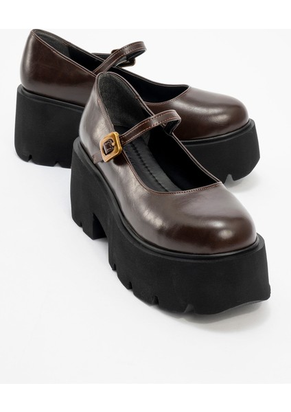 Linley Kahve Cilt Kadın Kalın Tabanlı Günlük Ayakkabı