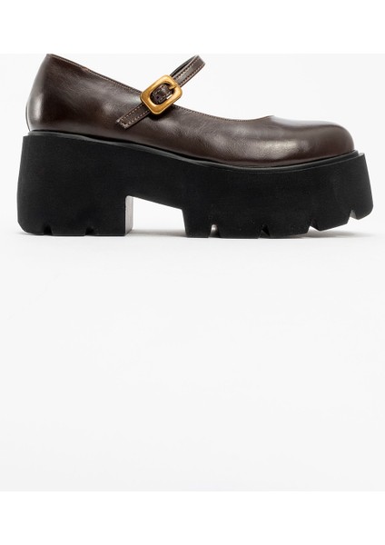 Linley Kahve Cilt Kadın Kalın Tabanlı Günlük Ayakkabı fırsatları