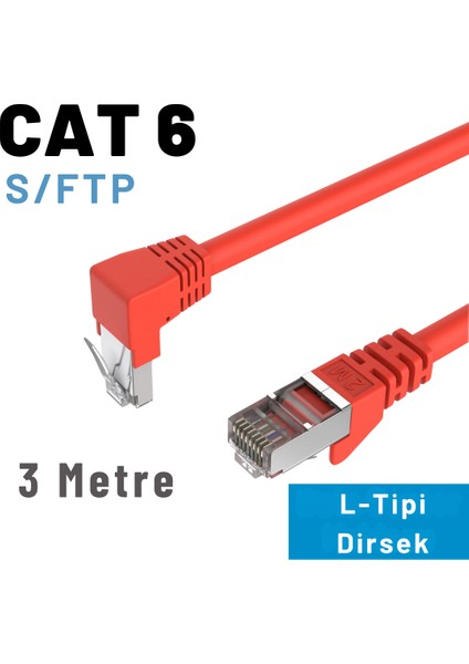 3 mt Cat6 S/ftp Dirsek Kablo