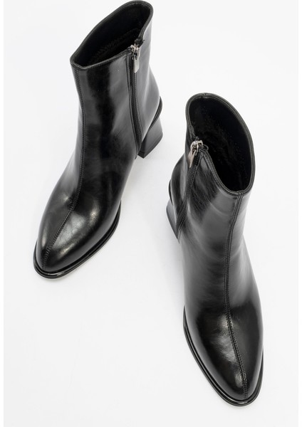 Alba Siyah Cilt Kadın Kalın Topuklu Bot fiyatları