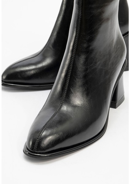 Alba Siyah Cilt Kadın Kalın Topuklu Bot modelleri