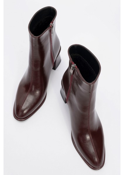 Alba Bordo Cilt Kadın Kalın Topuklu Bot fiyatları