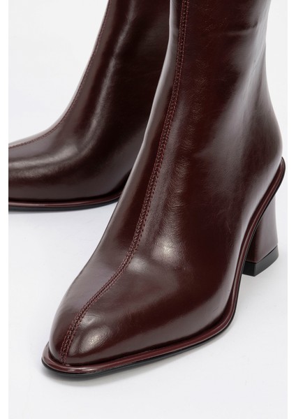 Alba Bordo Cilt Kadın Kalın Topuklu Bot modelleri