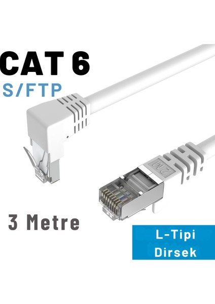 3 mt Cat6 S/ftp Dirsek Kablo