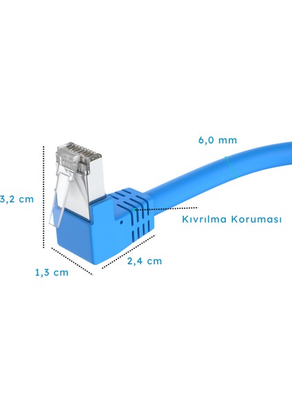 3 mt Cat6 S/ftp Dirsek Kablo