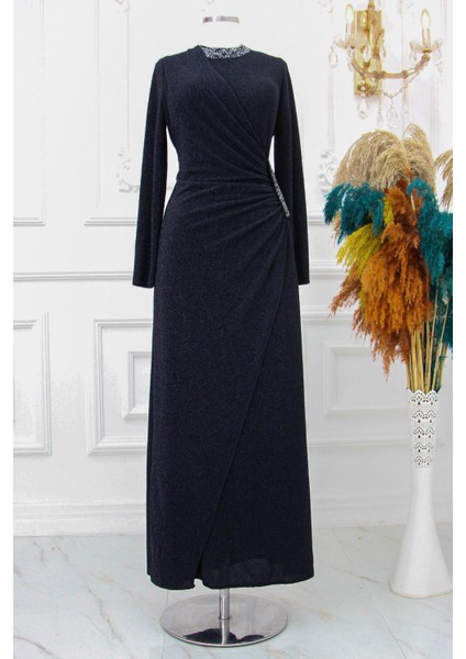 Simay Tesettür Abiye Lacivert modelleri