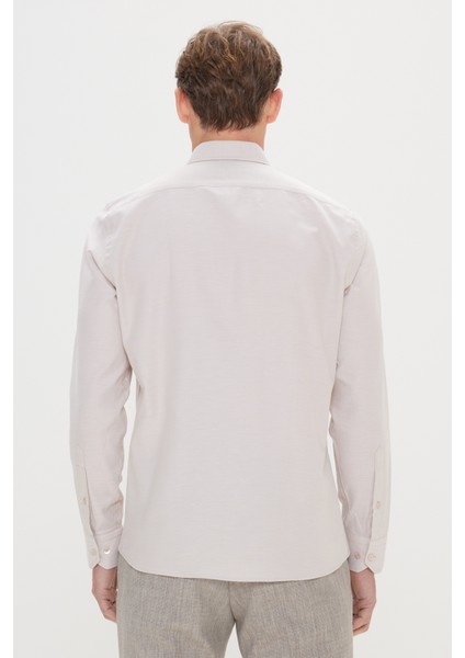 ALTINYILDIZ CLASSICS Erkek Bej Slim Fit Dar Kesim Düğmeli Yaka %100 Pamuk Oxford Gömlek modelleri