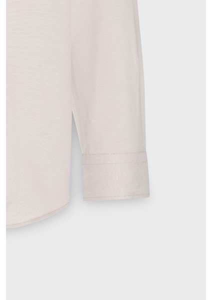 ALTINYILDIZ CLASSICS Erkek Bej Slim Fit Dar Kesim Düğmeli Yaka %100 Pamuk Oxford Gömlek