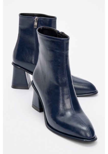 Alba Lacivert Cilt Kadın Kalın Topuklu Bot