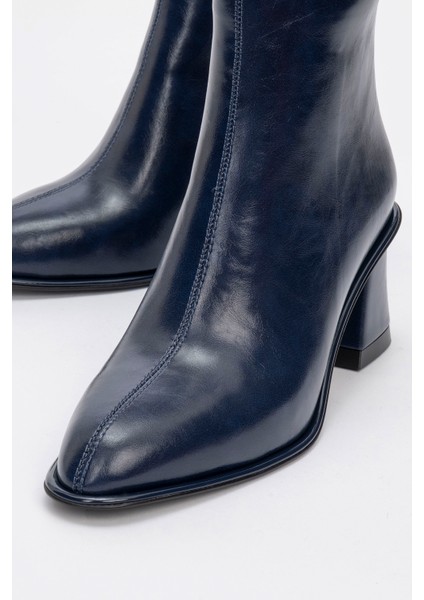 Alba Lacivert Cilt Kadın Kalın Topuklu Bot modelleri
