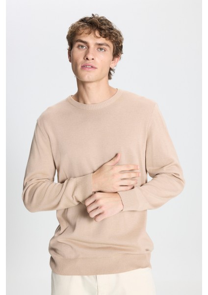 Bisiklet Yaka Standart Bej Melanj Erkek Kazak 4A4924100061 fiyatları